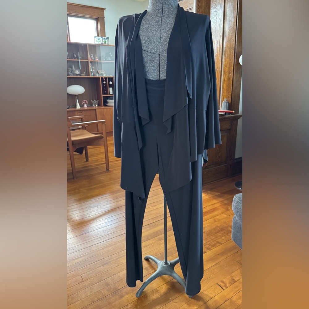 Joseph Ribkoff Signature Silky Knit Pants Suit Asymmetric Jacket & Wide Pant 18